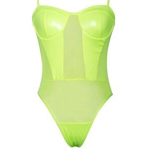 VIS NEON GREEN MESH ONE PIECE SWIMSUIT